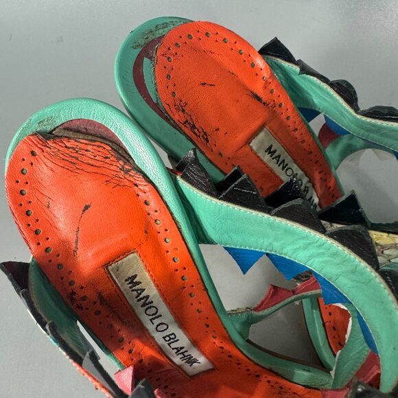 Manolo Blahnik Watersnake Arpege Sandals, Size 37 - Picture 13 of 14